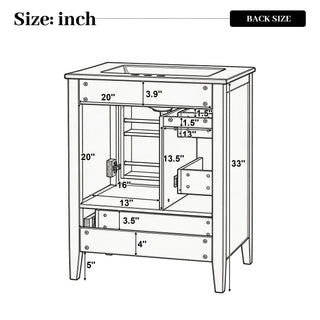Modern Bathroom Vanity With Sink, Soft Close Drawers & Door, Storage Rack
