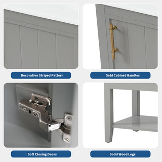 Modern Bathroom Vanity With Sink, Soft-Closing Door And Open Shelf
