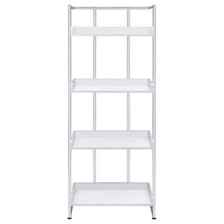 4 Shelf Open Back Bookcase With Accents - White