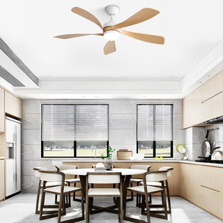 52" Ceiling Fan With 3 Color Dimmable LED Light, 5 Blades, Remote Control, Reversible DC Motor