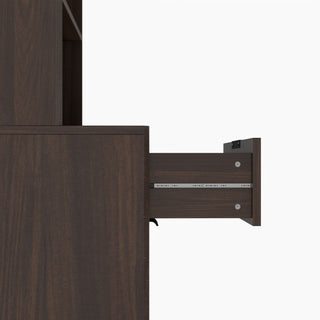 Tall Narrow Fluted Storage Cabinet With Trash Bin Compartment For Kitchen (Trash Can Not Included)
