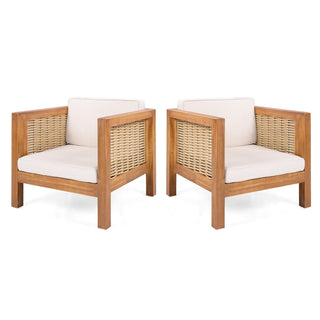 Outdoor Club Chair With Wicker Armrest