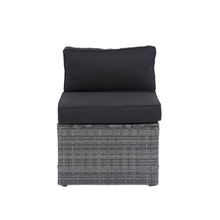 5 Pieces Rattan Sectional Outdoor Furniture Cushioned U Sof Set With 2 Pillow - Gray / Black