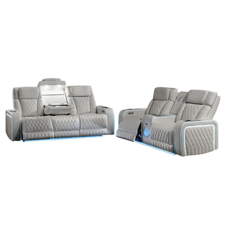 Electra - 3 Piece Power Reclining Sofa, Loveseat And Recliner Set With Power Headrests, Massage And LED Lighting
