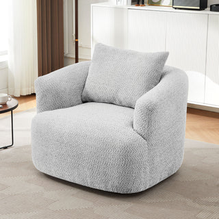 360° Swivel Barrel Sofa Chair With Throw Pillow, Upholstered Accent Chair