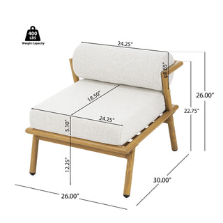 La Fiora - Outdoor Patio Iron Club Chair (Set of 2) - Off White / Teak