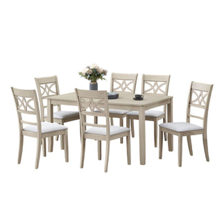 Ferris - 7 Piece Dining Set With Cross Back Chairs And Rectangular Table - Antique White