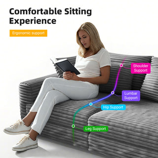 3 Seat Sofa, Deep Seat Couches With Soft Pillows And 1 Ottomans, Convertible Sofa Lounge Chair, For Living Room - Gray