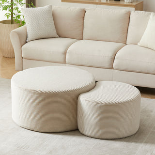 Modern Upholstered Round Coffee Table For Living Room (Set of 2)