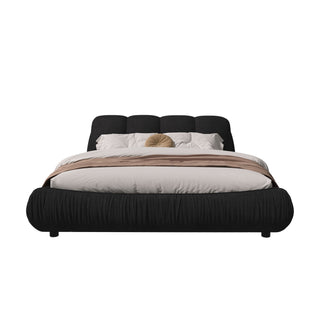 Luxury Upholstered Platform Bed With Oversized Padded Backrest And Solid Wood Frame