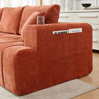 L - Shaped Sectional Sofa With Cup Holders & Side Pockets