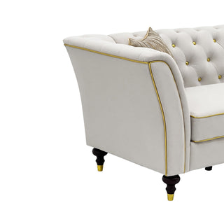 3 Person Sofa With Deep Seat, Tufted Backrest