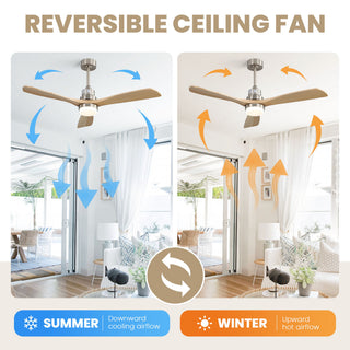 Indoor Ceiling Fan With Dimmable LED Light, 6 Speed Remote ControlLED DC Motor, Reversible Blades