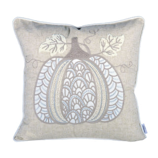 Lace Embroidered Pumpkin Throw Pillow - Natural