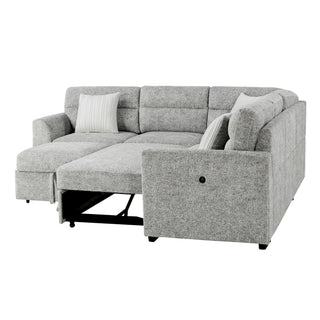 Emiliano - Sectional Sofa With 3 Pillows - Nickel