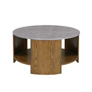 Keegan - Round Coffee Table With Shelf - Oak