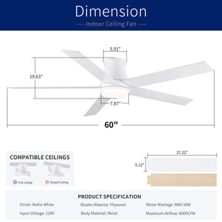 Flush Mount Ceiling Fan With Light