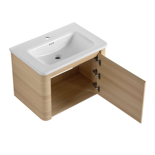 Wall Mounted Bathroom Vanity & Sink, Storage Shelves & Soft Close Door