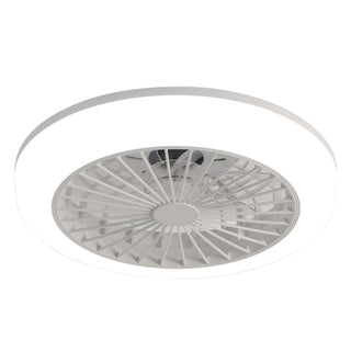 Enclosed Ceiling Fan With Light And Remote, Flush Mount Bladeless Low Profile - White