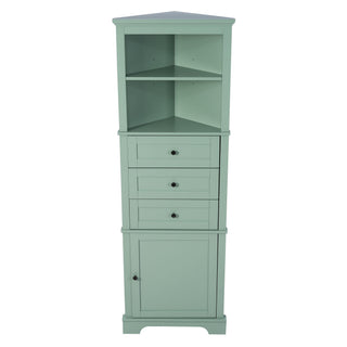 Tall Storage Cabinet With 3 Drawers And Adjustable Shelves For Bathroom