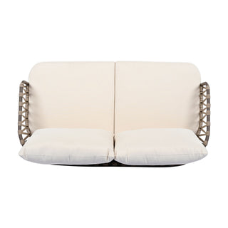 4 Piece Outdoor Patio Furniture Set, Metal Chairs With Woven Rope U Shaped Backrest