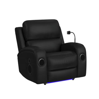 Euphora - P3 Power Glider Recliner With Heat Massage, Music, Ipad Holder With Wireless Charger, USB - Black
