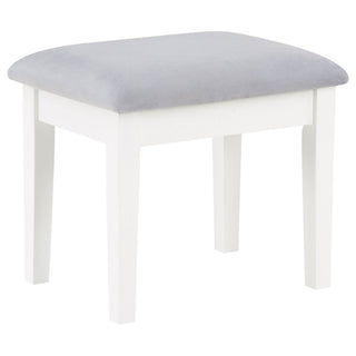 Winona - Makeup Vanity Set With Bulb Lit Mirror And Upholstered Stool - White