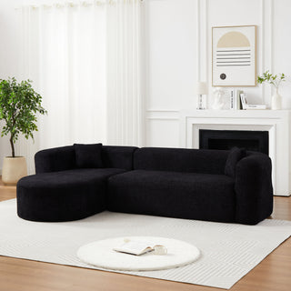 L - Shape Boneless Cloud Couch With 2 Throw Pillows For Living Room