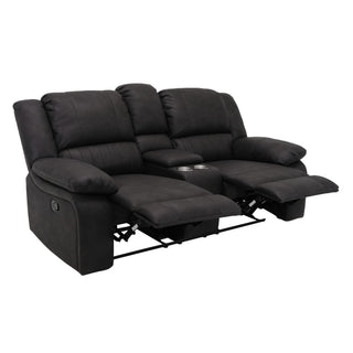 Reclining Console Loveseat - Black - Fabric
