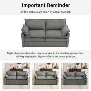 Modern Loveseat Sofa, Upholstered Couch With Side Storage Pockets