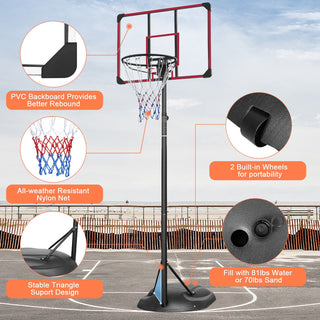 Portable Basketball Hoop System Stand, Height Adjustable For Indoor / Outdoor - Red
