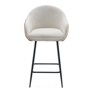 Modern Style Counter Height Bar Stools, With Comfortable Upholstery, Durable Metal Legs Ensure Stability - Brown