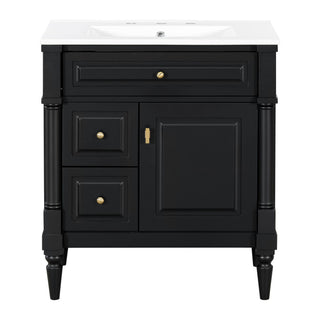 Modern Bathroom Vanity With Sink, Freestanding Cabinet With Flip Drawer & Adjustable Shelf