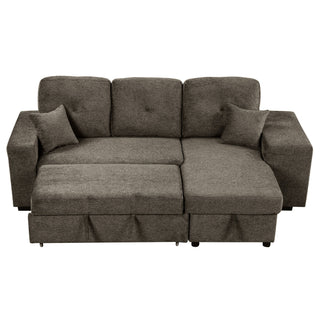 Reversible Sleeper Sectional Sofa Bed With Side Shelf And 2 Stools, Pull-Out L-Shaped Sofa Bed, Corner Sofa-Bed With Storage Chaise Left / Right Hande For Living Room