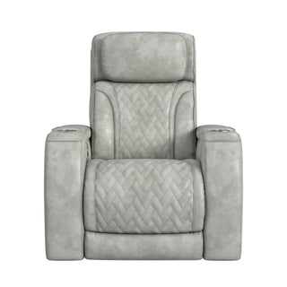 Prime Time - P3 Recliner With 7 Colors Led, Cup Holders And Wireless Charger Controller - Leather Gel Light Gray