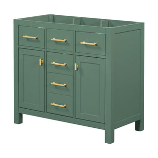 Freestanding Bathroom Vanity With 4 Drawers & 2 Cabinets - Green