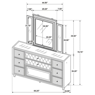 Mika - 8 Drawer LED Dresser And Mirror Set - Ivory