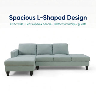 L - Shaped Sectional Sofa With Left Chaise & Ottoman - Pale Green