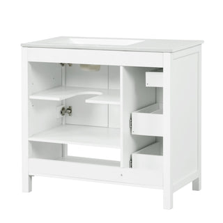 Bathroom Vanity With Sink Top, Bathroom Vanity Cabinet With 2 Doors And 2 Drawers, Open Shelf