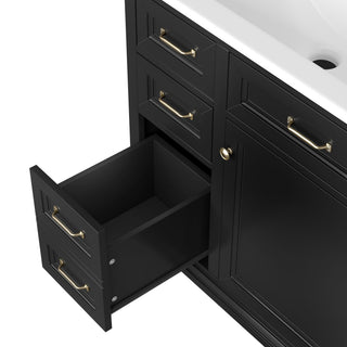 Modern Bathroom Vanity With Sink Top, 4 Drawers And 1 Soft-Close Door