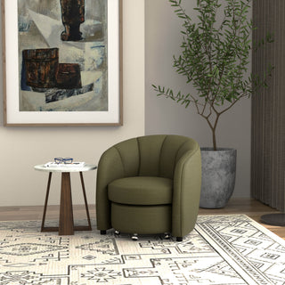 Barrel Chair With Nesting Ottoman - Forest Green