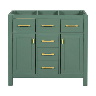 Freestanding Bathroom Vanity With 4 Drawers & 2 Cabinets - Green