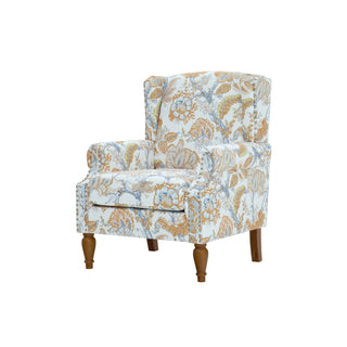 Accent Chair With Floral Upholstery And Nailhead Trim