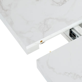 Modern Rectangle Dining Table With Stretchable Top, Storage Cabinet