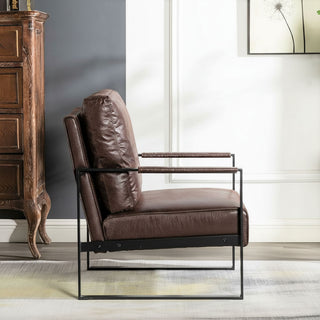 Classic Mid Century Modern Accent Chair With Durable Square Metal Frame, Armchair