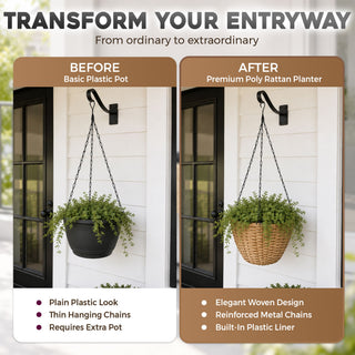 Hanging Planters, Indoor Outdoor Plant Holders (Set of 2) - Brown