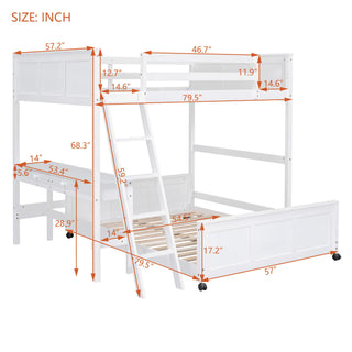 Full Over Full Bunk Bed With Desk