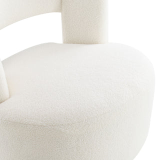 Swivel Comfy Round Barrel Chair With Soft Teddy Fabric For Living Room