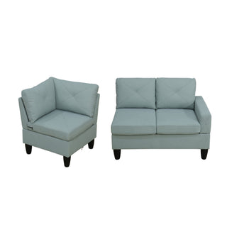 Modular L - Shaped Sectional Sofa 6 Seater 4 Piece, Couch With Chaise - Green