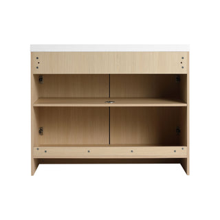 42" Freestanding Bathroom Vanity & Sink & 2 Soft Close Cabinet Doors - Oak / White